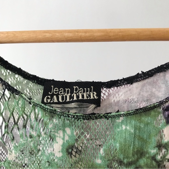 Jean Paul Gaultier Maille 90s vintage crochet sheer tattoo mesh top and skirt - Picture 6 of 9